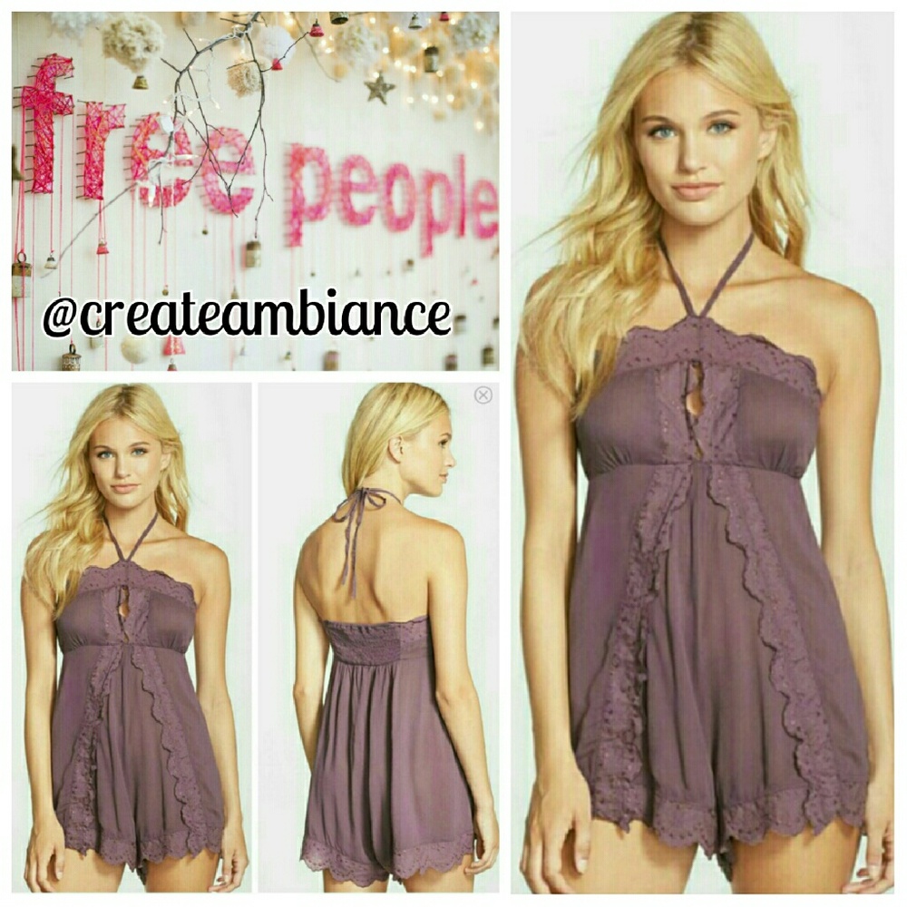 Free People Purple Halter Jumpsuit